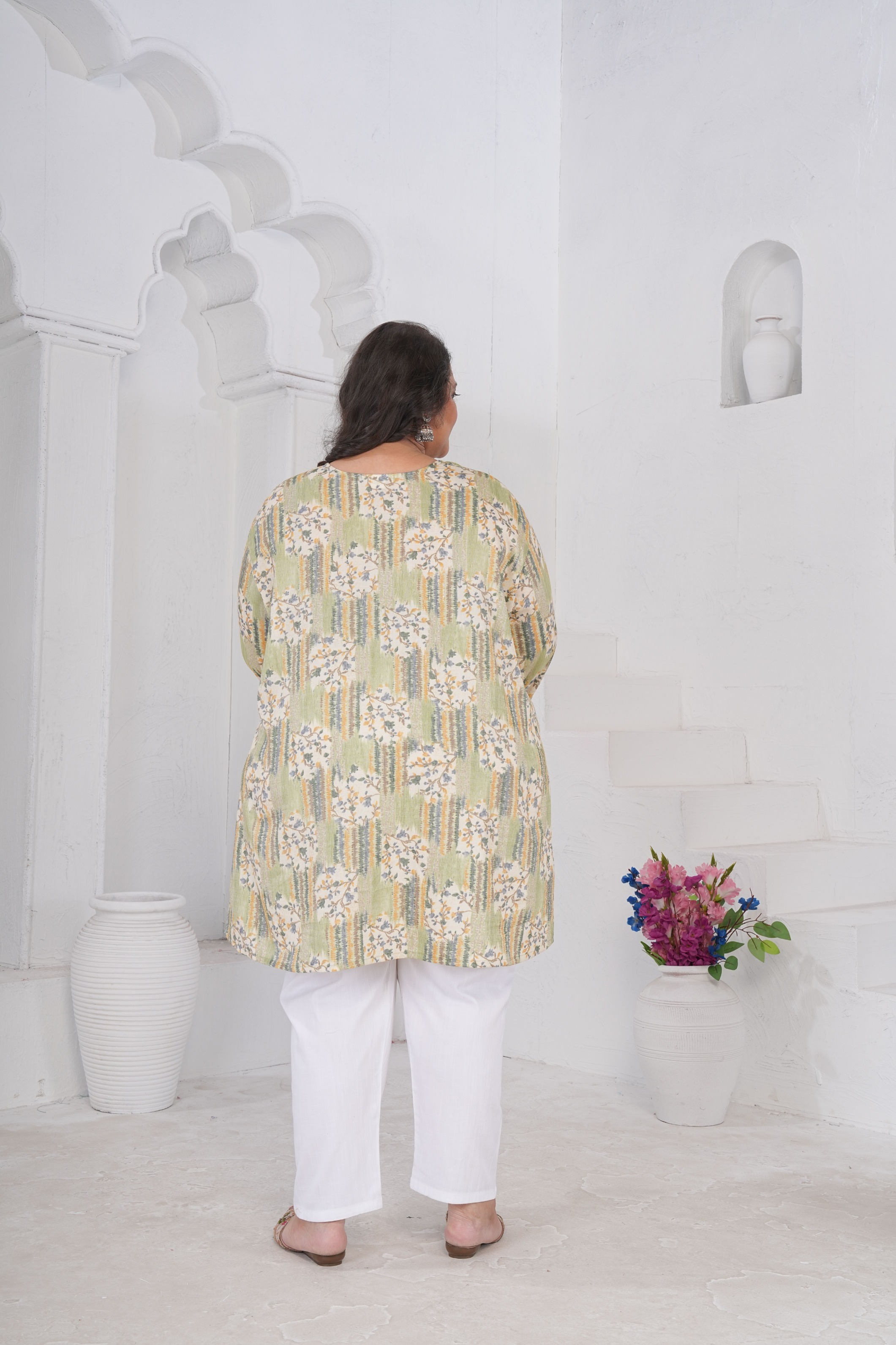 Grey Printed Rayon Slub Kurti — alternate view