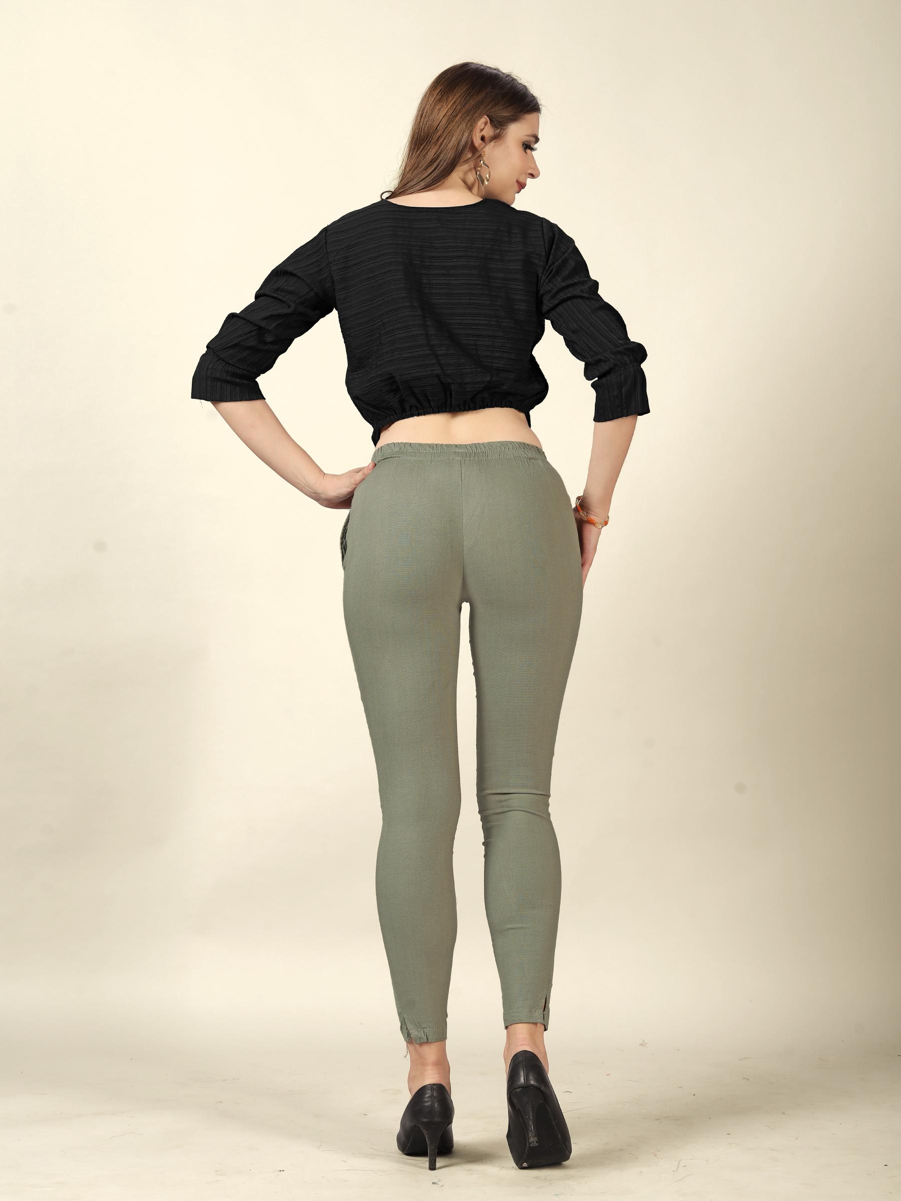 Grey Rayon Lycra Readymade Pant — alternate view