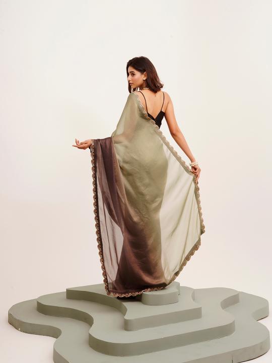 Grey Satin Saree — alternate view