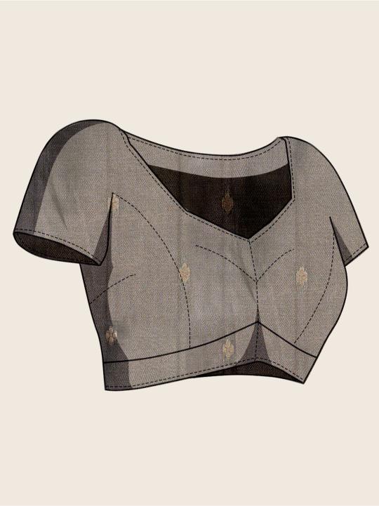 Grey Soft Silk Zari Designer Saree