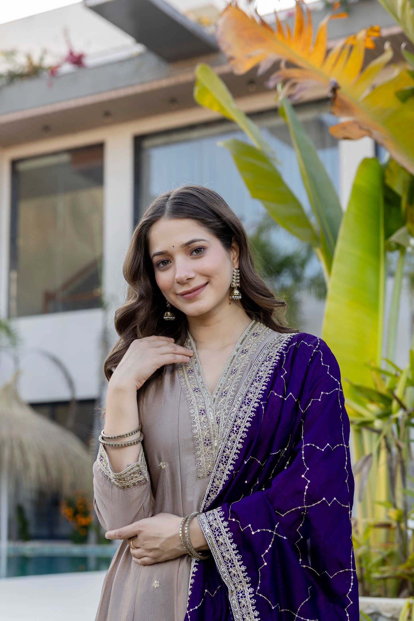 Grey Vichitra Silk Mughal Embroidered Straight Kurta Set