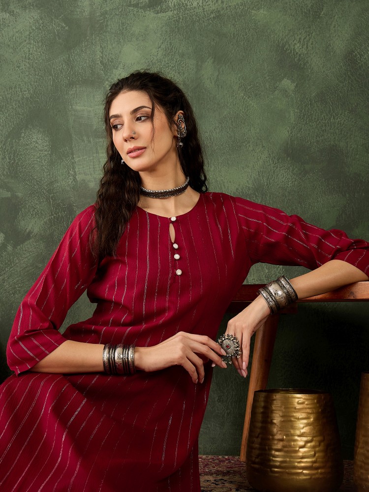Heritage Maroon Cotton Silk Blend Kurta Set