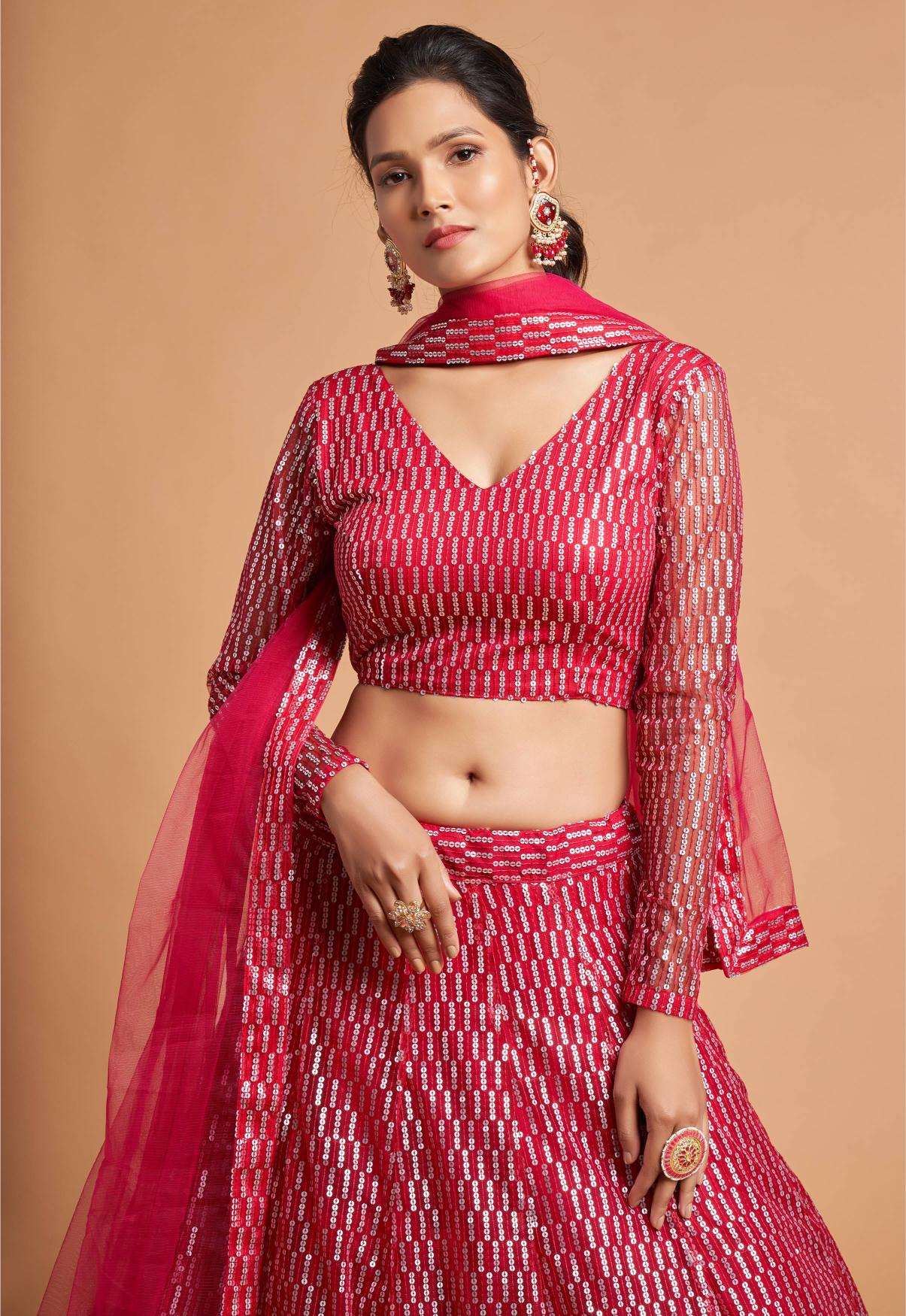 Hot Pink Soft Net Lehenga Choli