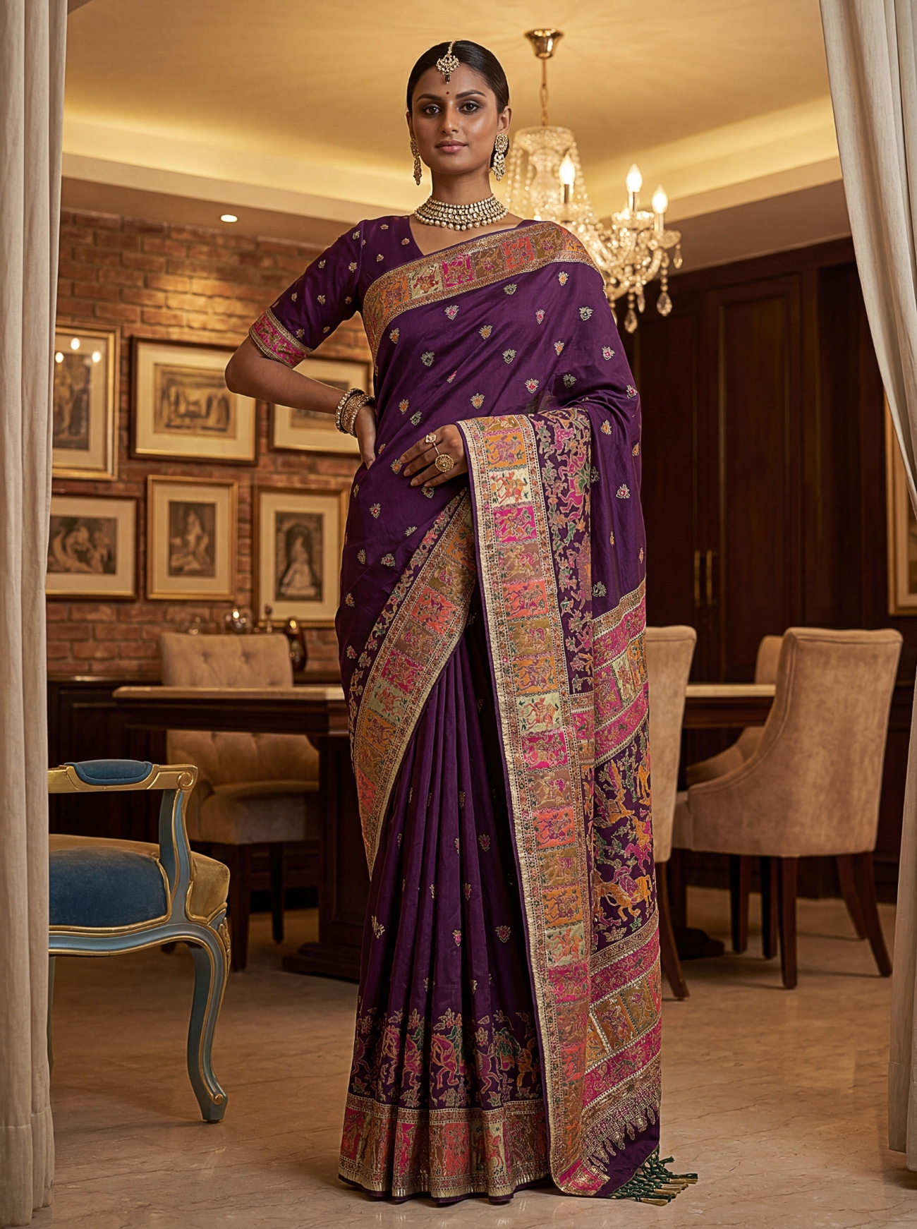 Imperial Purple Virana Silk Designer Saree