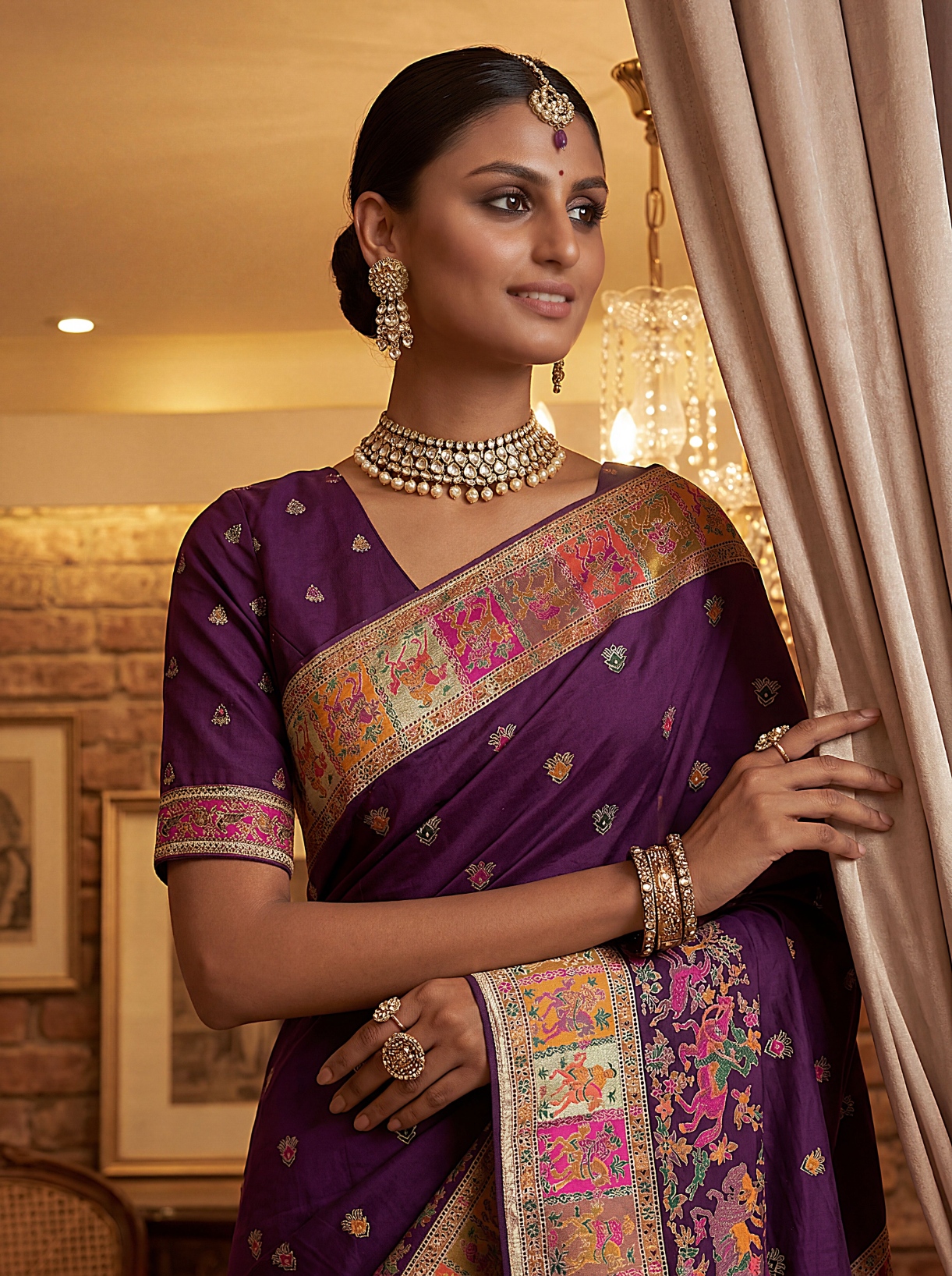 Imperial Purple Virana Silk Designer Saree