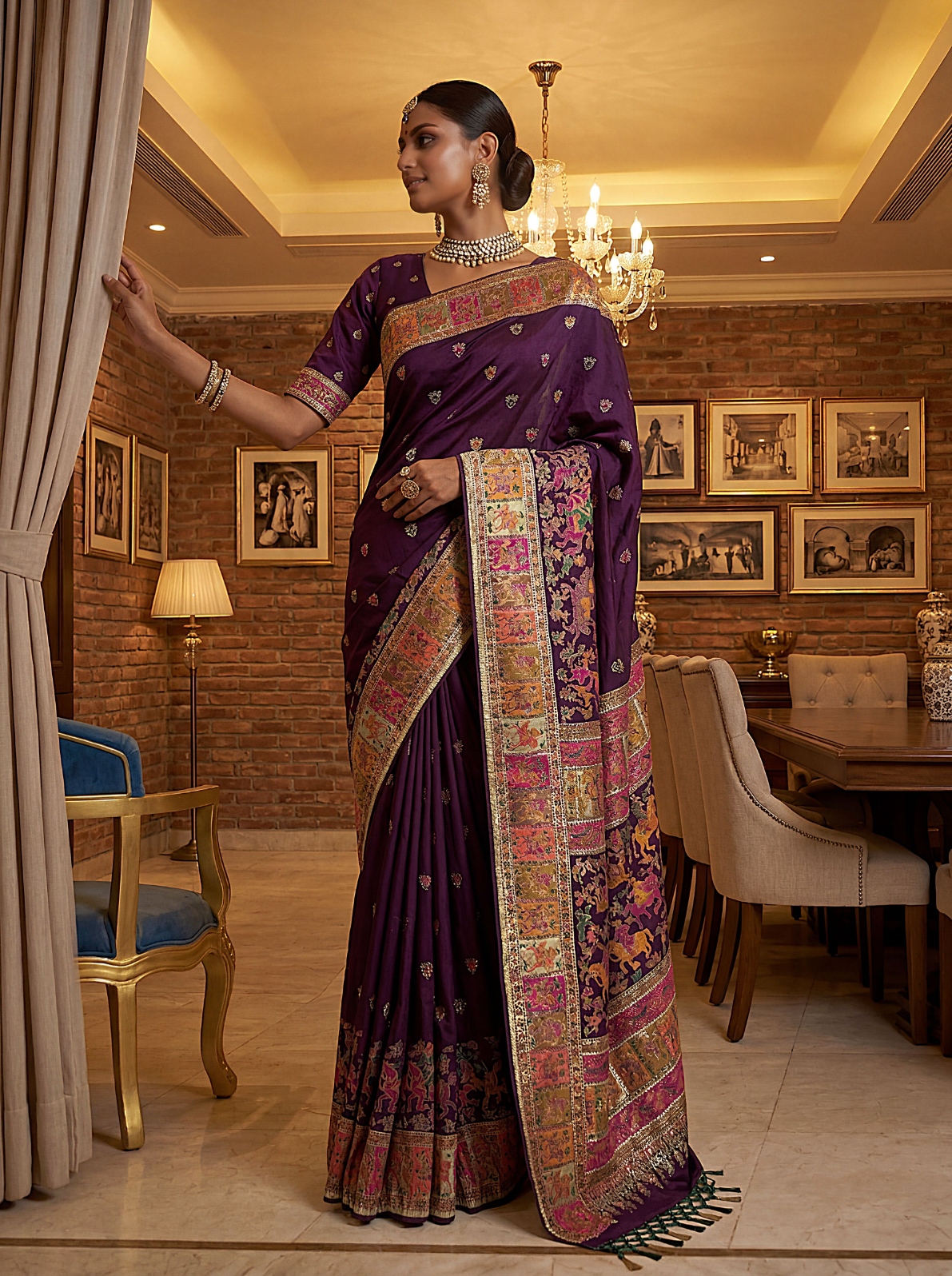 Imperial Purple Virana Silk Designer Saree