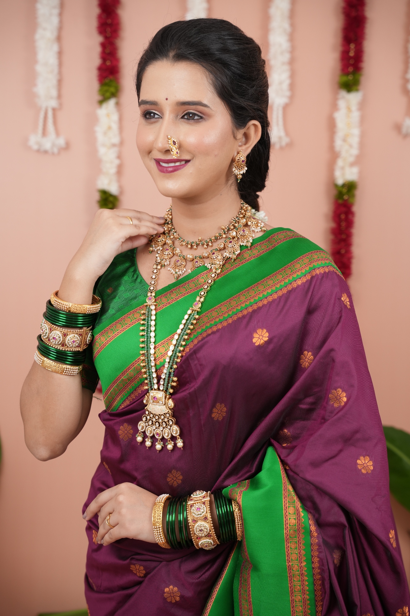 Imperial Wine Green Woven Silk Saree