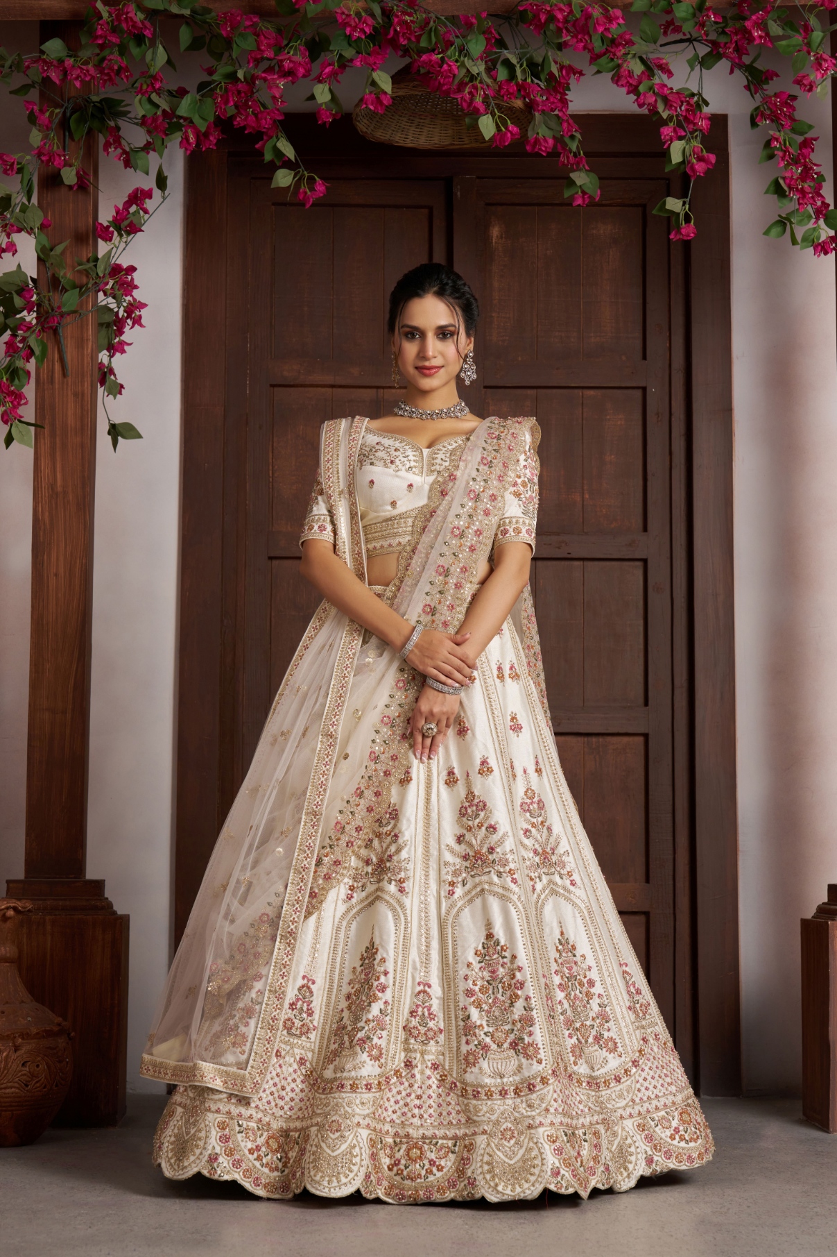 Ivory Heirloom Embroidered Bridal Lehenga Choli