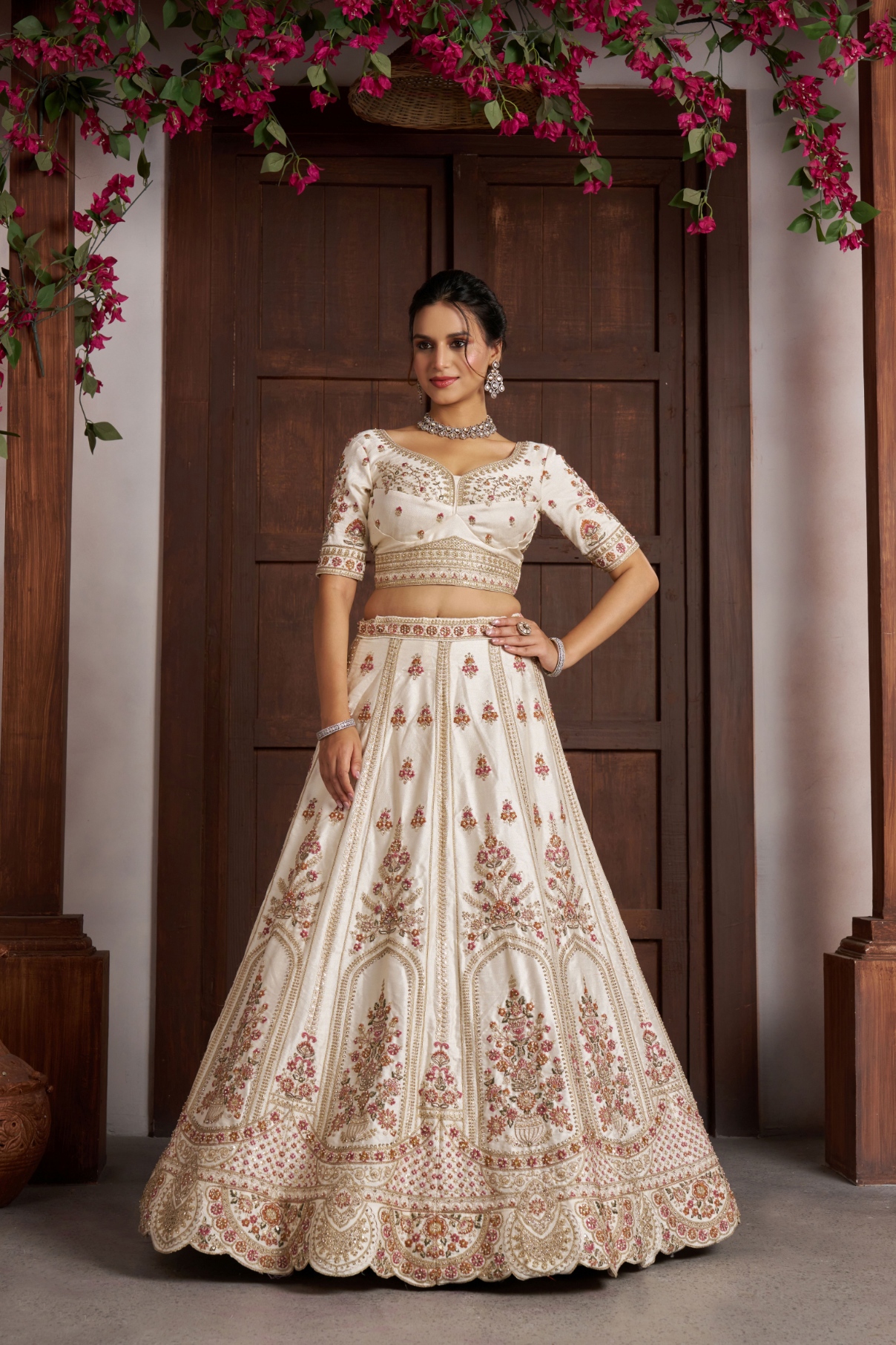 Ivory Heirloom Embroidered Bridal Lehenga Choli — alternate view