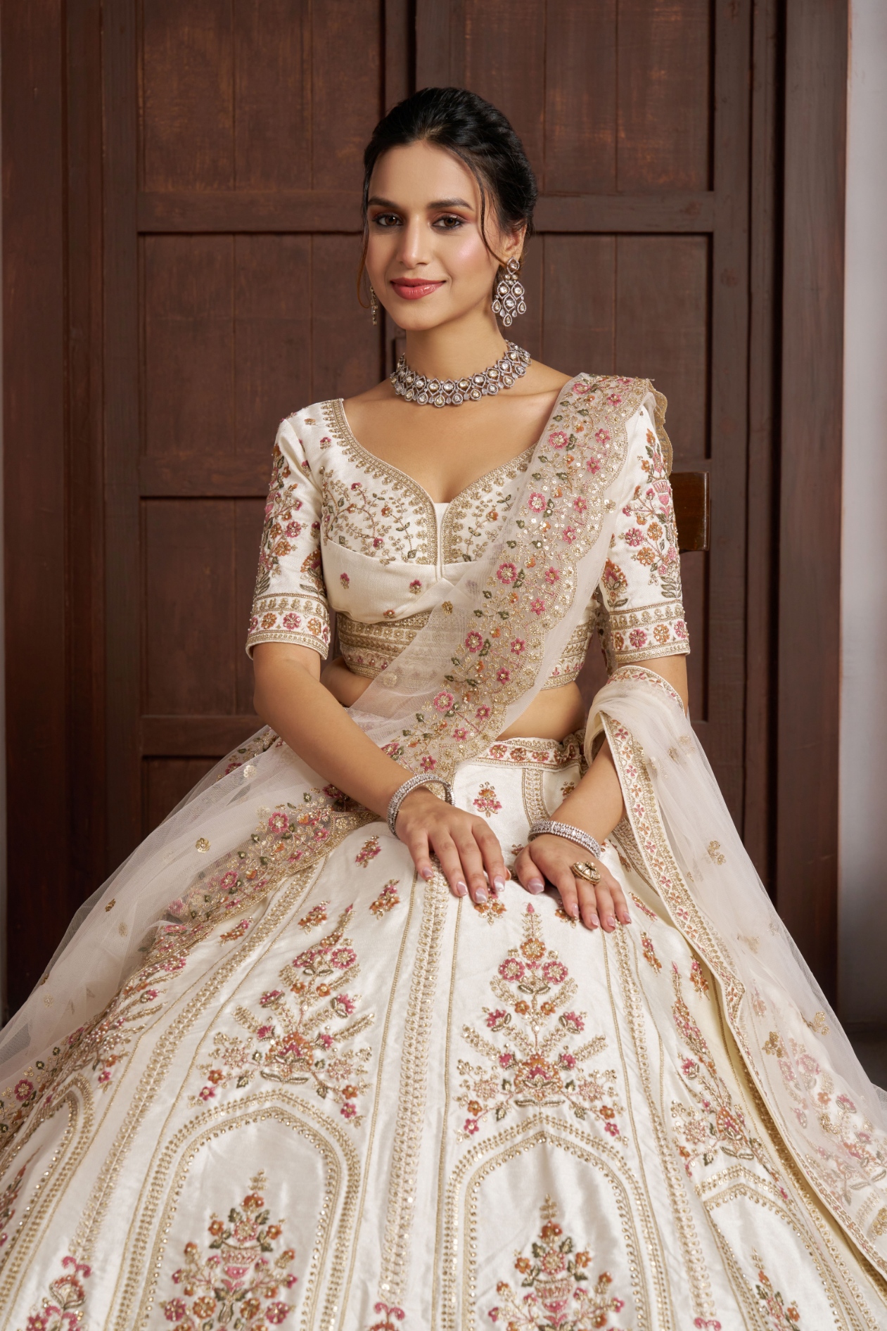 Ivory Heirloom Embroidered Bridal Lehenga Choli