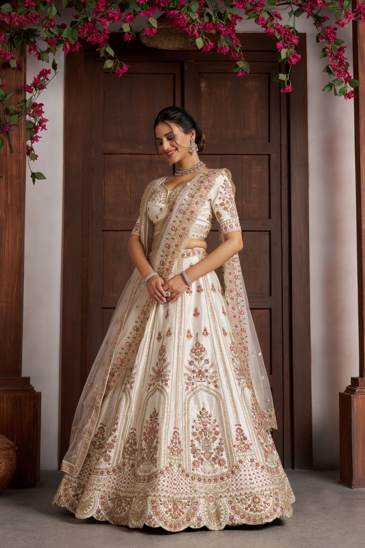 Ivory Heirloom Embroidered Bridal Lehenga Choli