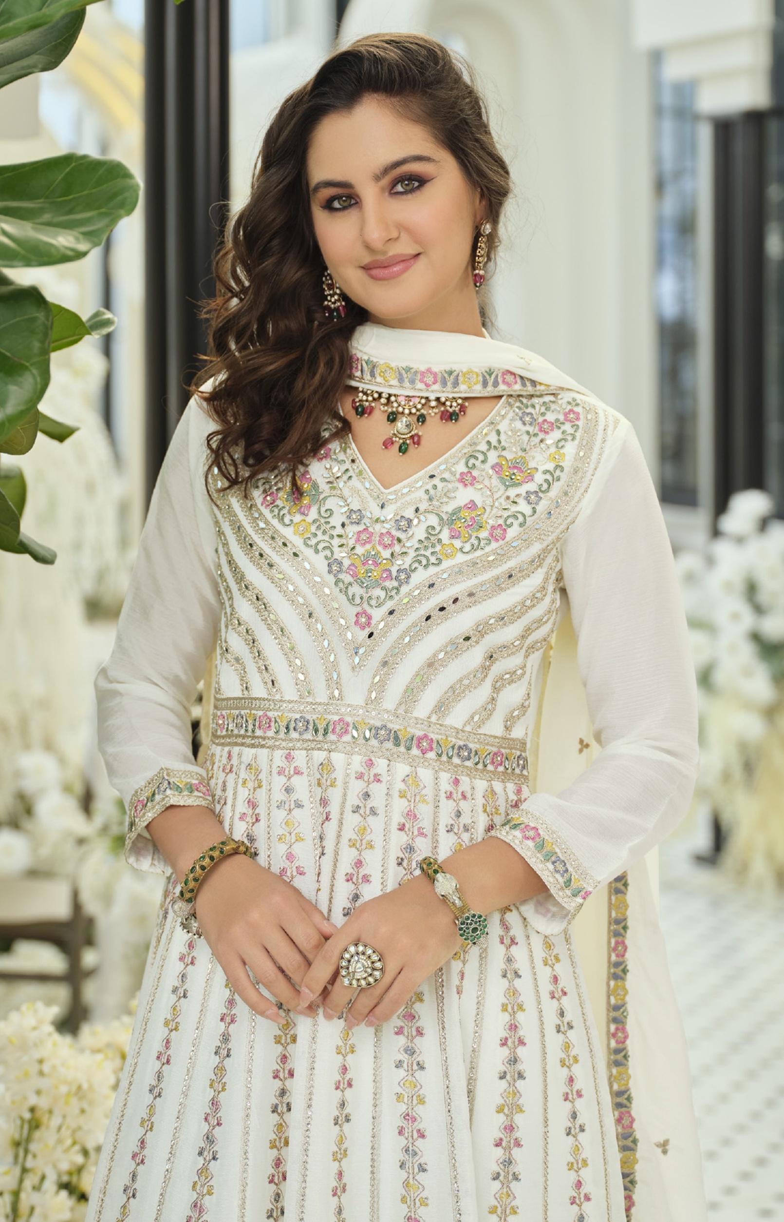 Ivory Heritage Embroidered Kurta Palazzo Suit — alternate view