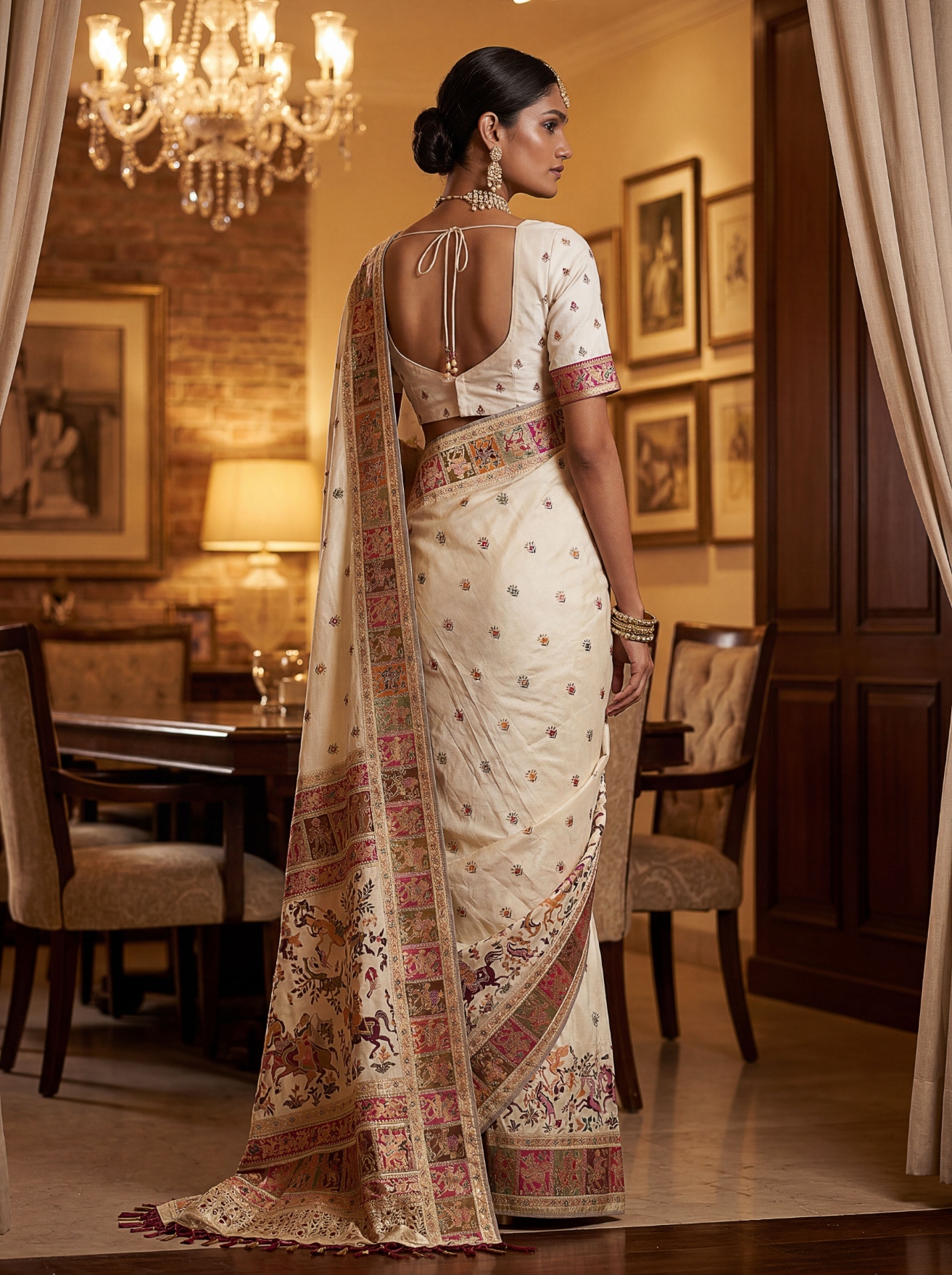 Ivory Heritage Virana Silk Saree — alternate view