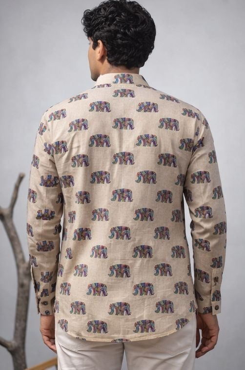 Ivory Subtle Printed Linen Kurta — alternate view