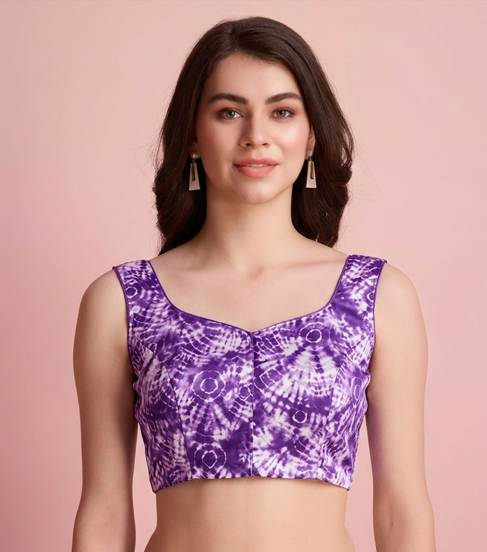 Lavender Abstract Floral Satin Ready To Wear Saree