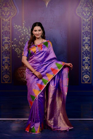 Lavender Abstract Jacquard Work Soft Silk Saree