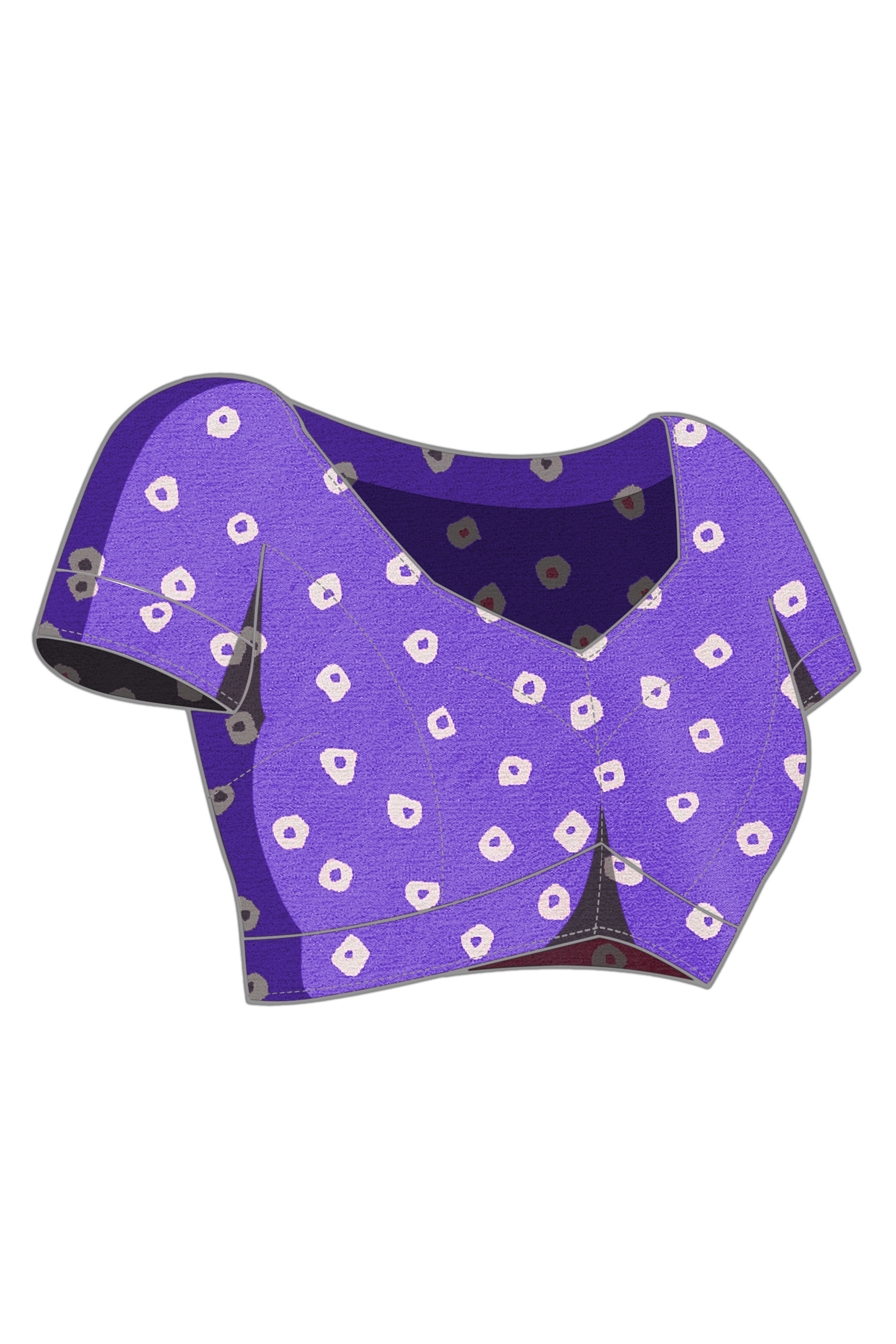 Lavender Bandhani Satin Sleeveless Ready To Wear Saree