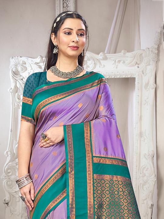 Lavender Blue Art Silk Saree — alternate view