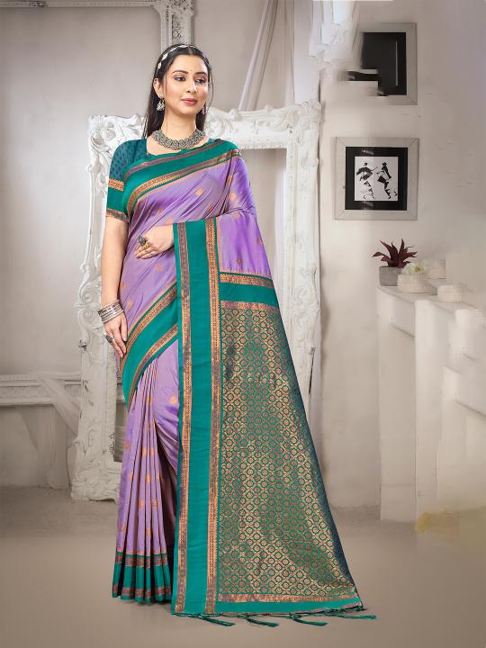 Lavender Blue Art Silk Saree
