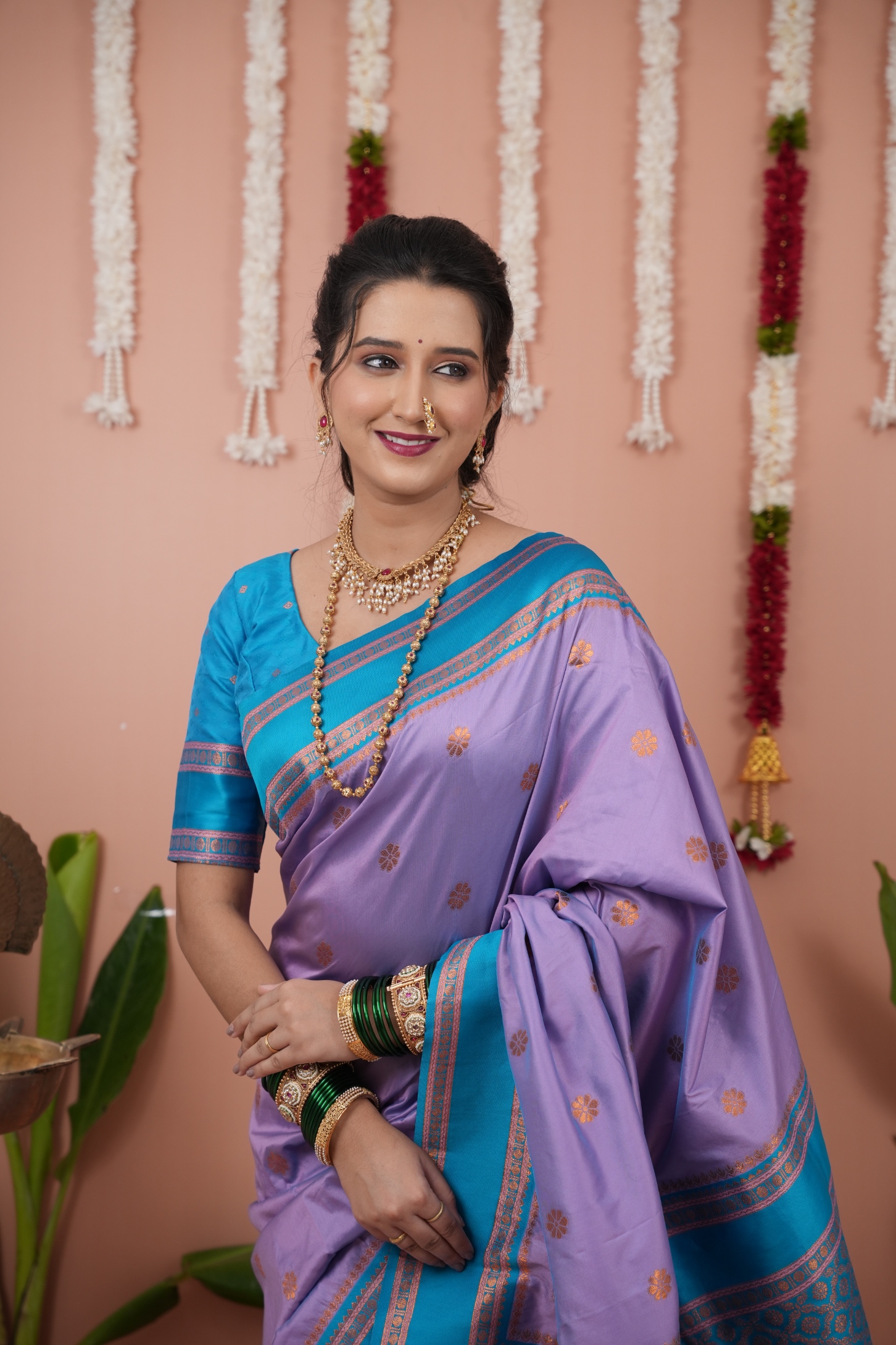 Lavender Blue Festive Silk Saree