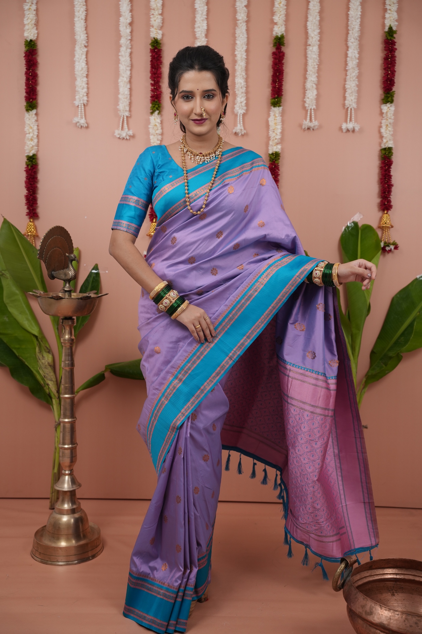 Lavender Blue Festive Silk Saree