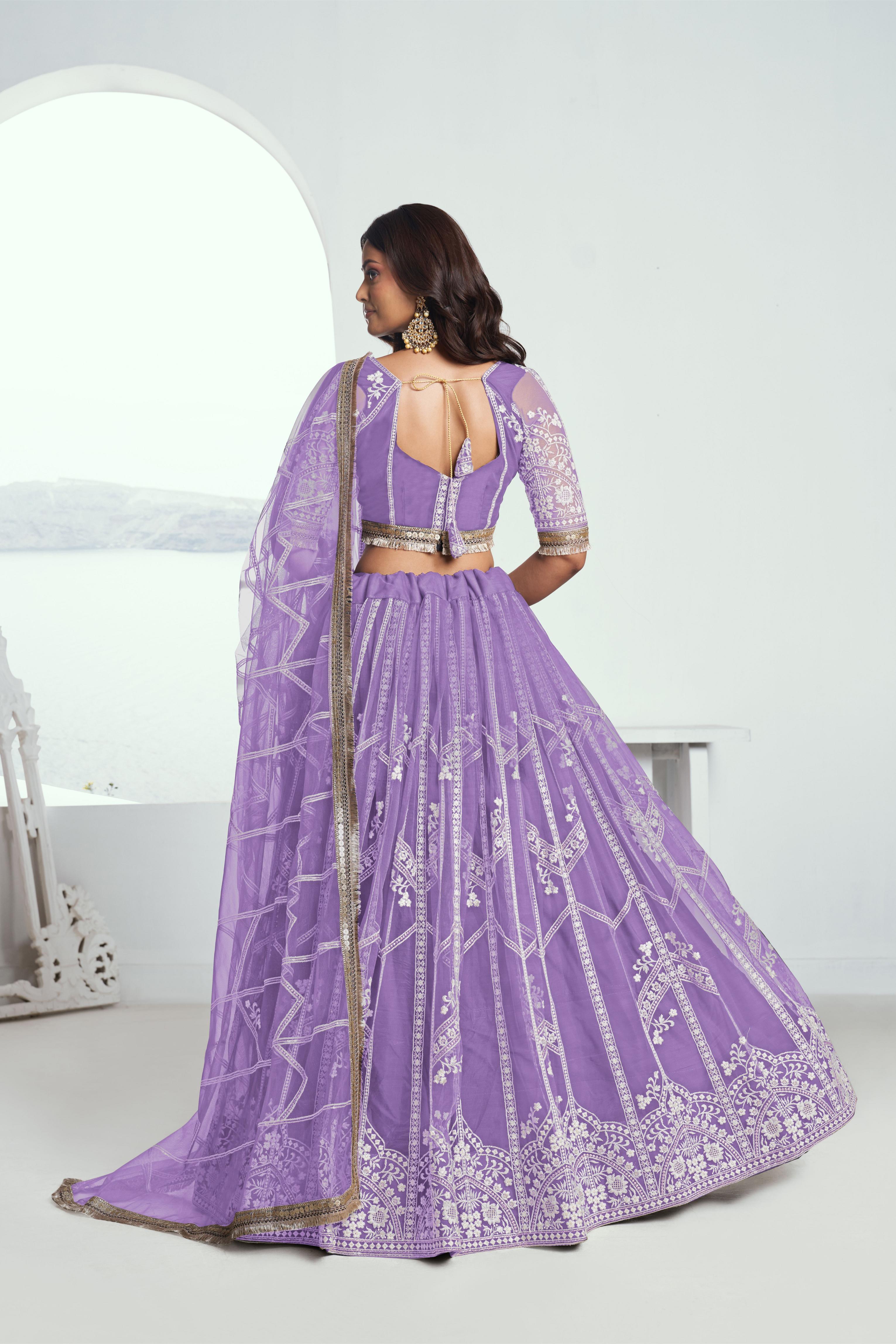 Lavender Butterfly Net Festive Lehenga — alternate view