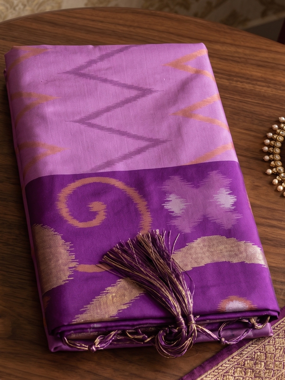 Lavender Chevron Woven Soft Silk Saree