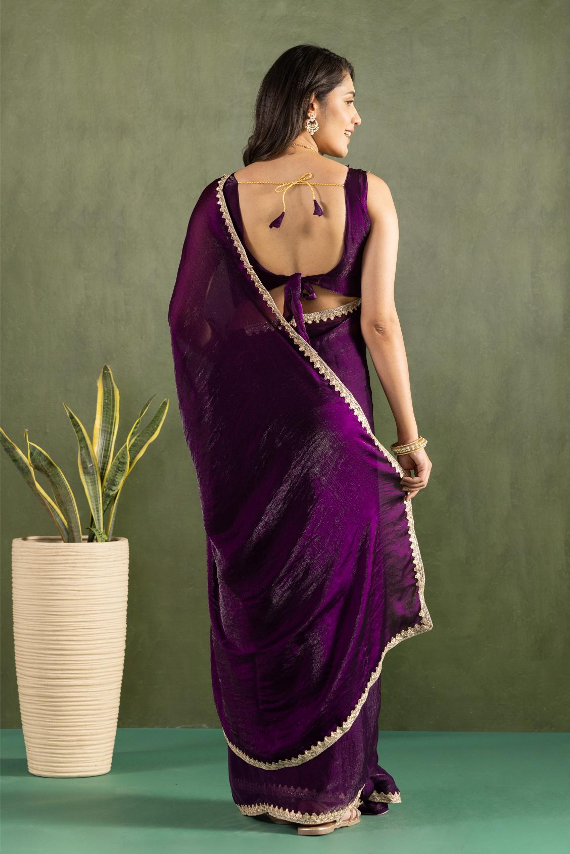 Lavender Chiffon Ready To Wear Saree — alternate view