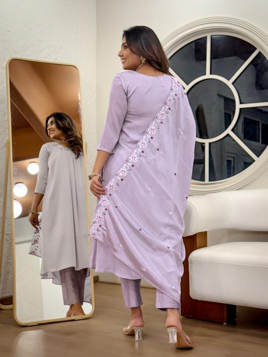 Lavender Chinnon Readymade Suits