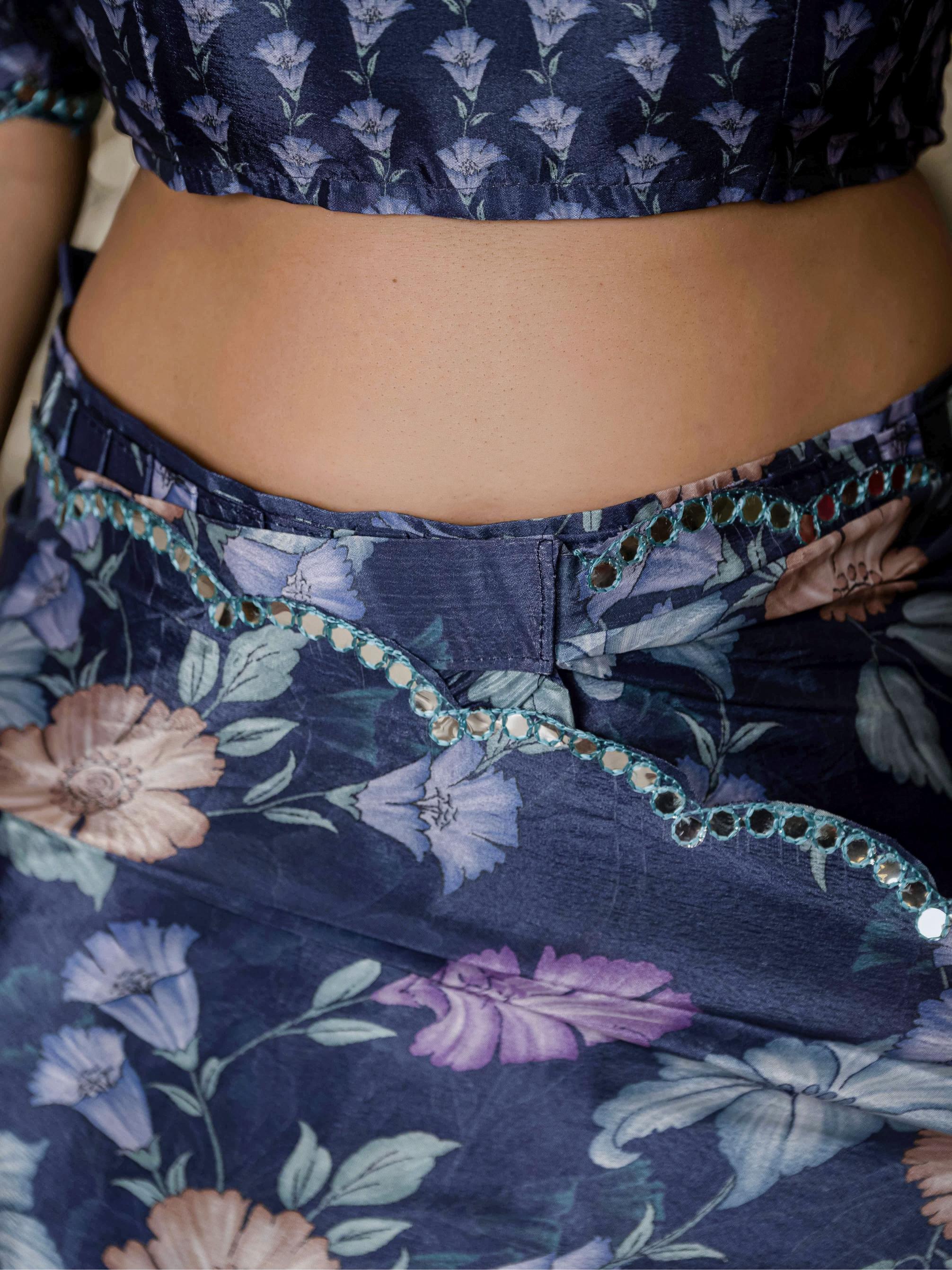 Lavender Chinon Ready To Wear Saree