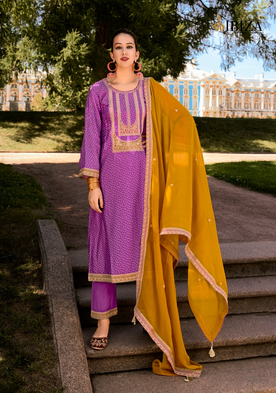 Lavender Embroidered Bambarg Salwar Suit