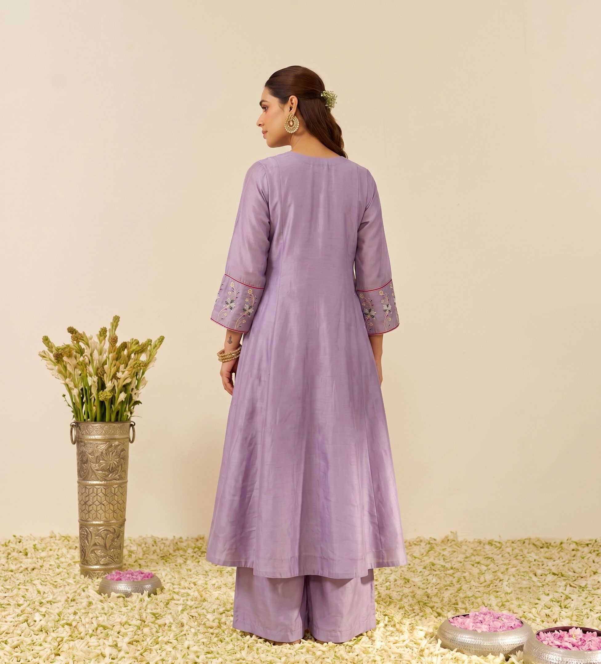 Lavender Embroidered Simmer Silk Anarkali Suit — alternate view