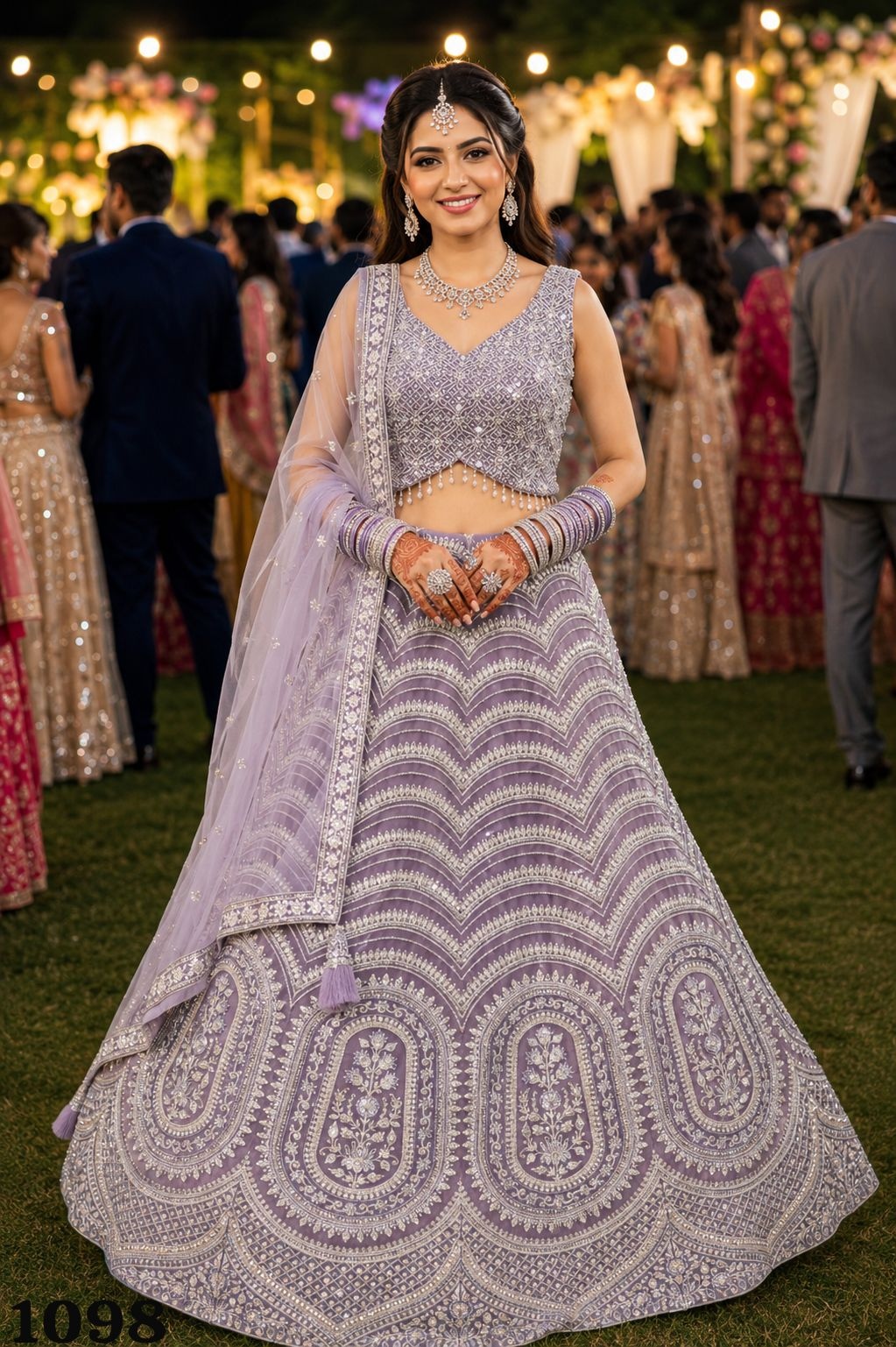 Lavender Ethnic Resham Net Lehenga Choli