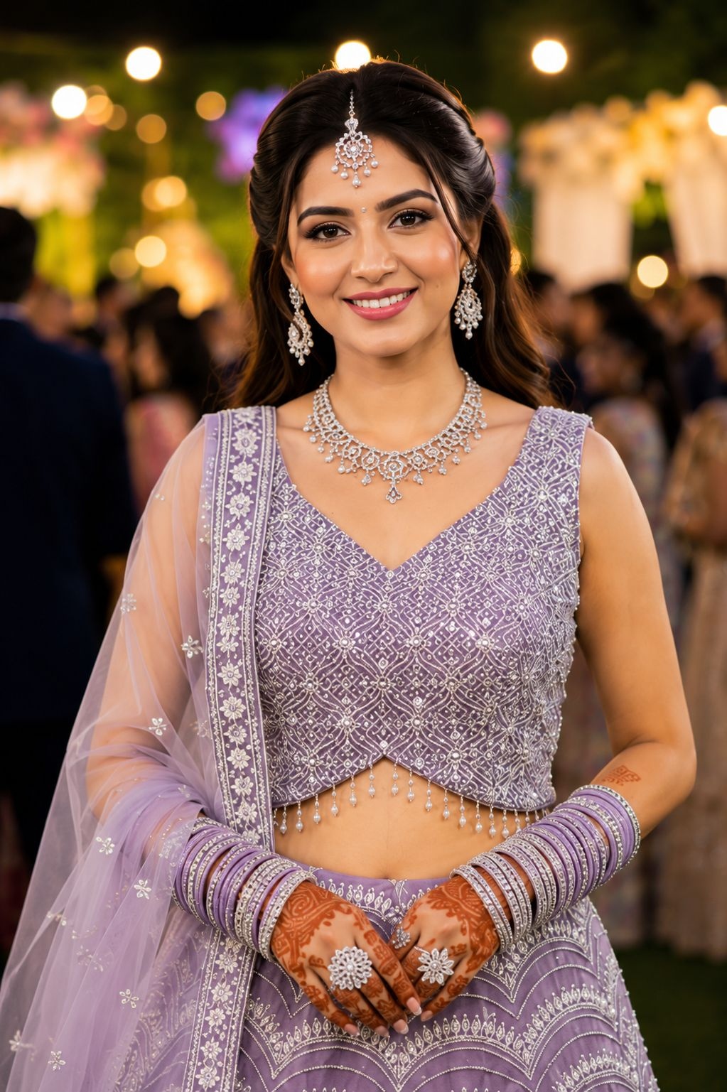 Lavender Ethnic Resham Net Lehenga Choli
