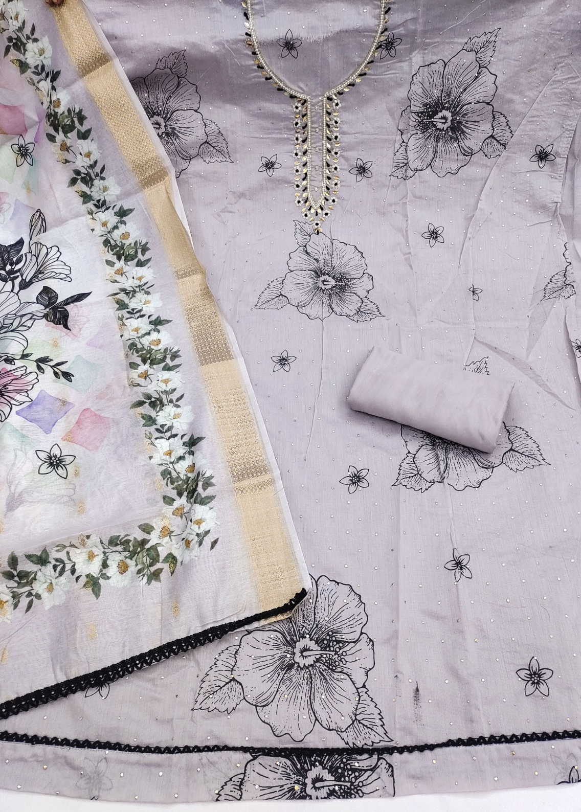 Lavender Floral Modal Cotton Straight Suit — alternate view