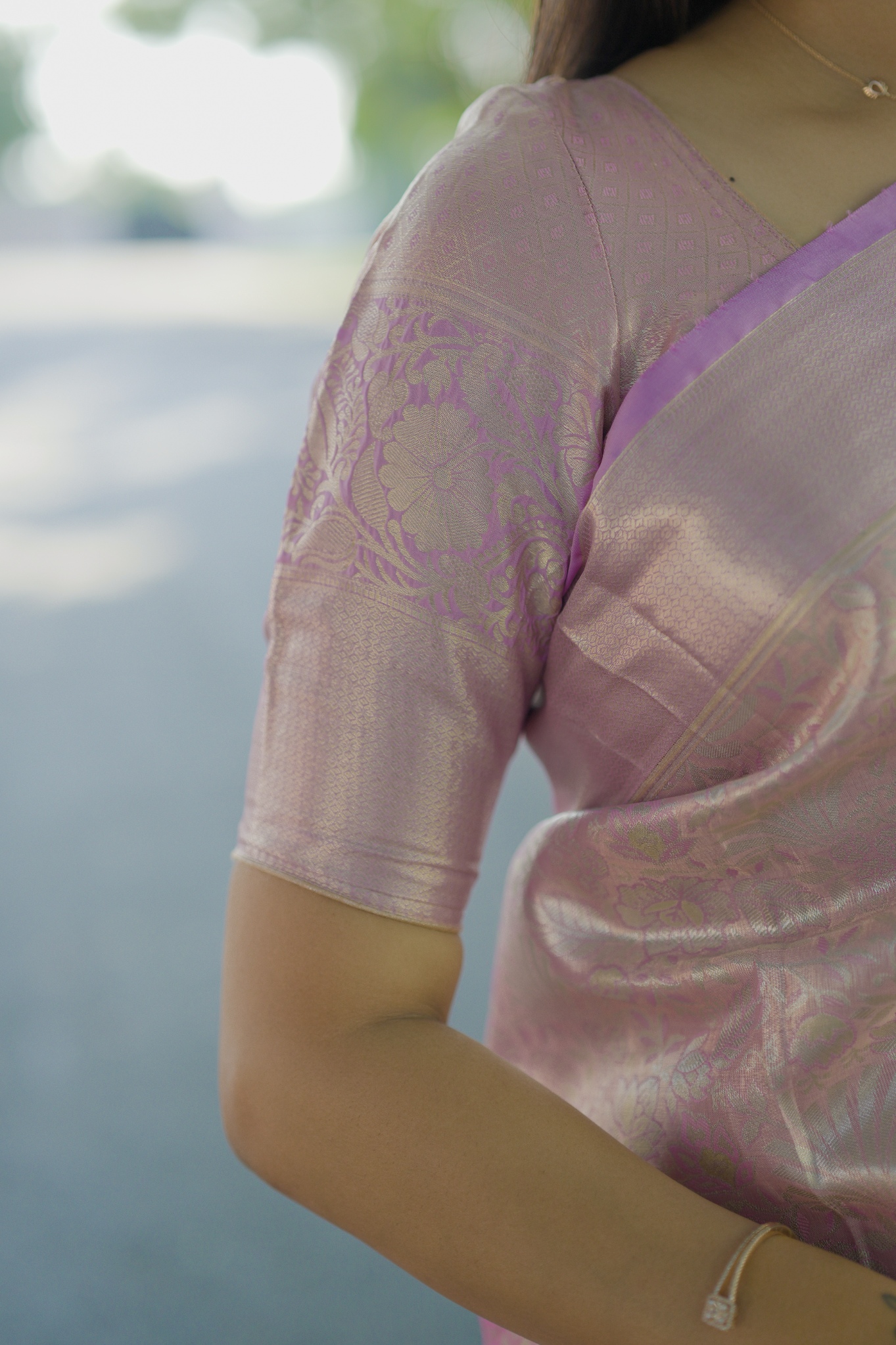 Lavender Floral Zari Kanchipuram Silk Saree