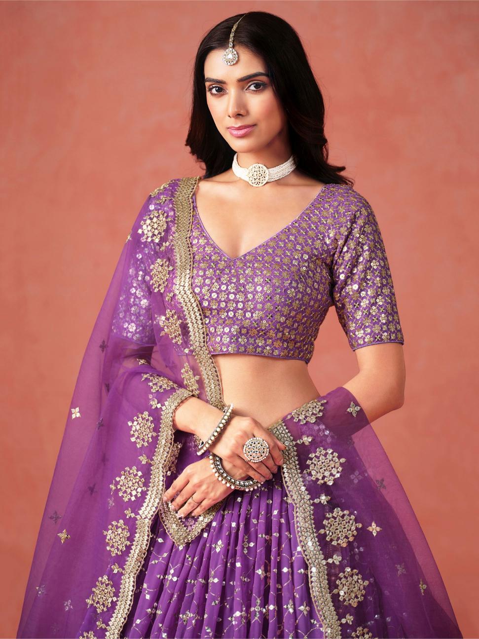 Lavender Georgette Festive Lehenga