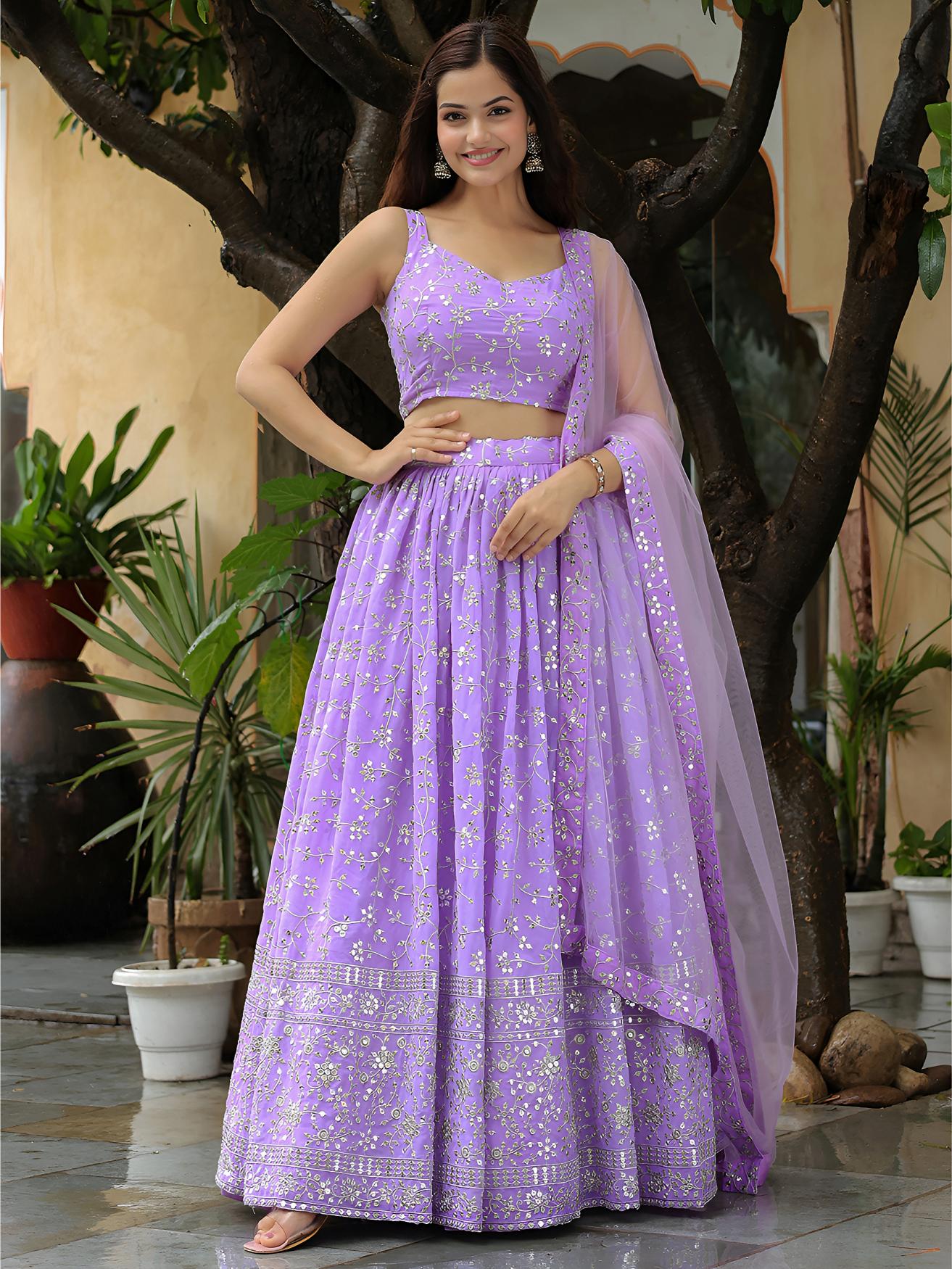 Lavender Georgette Lehenga Choli