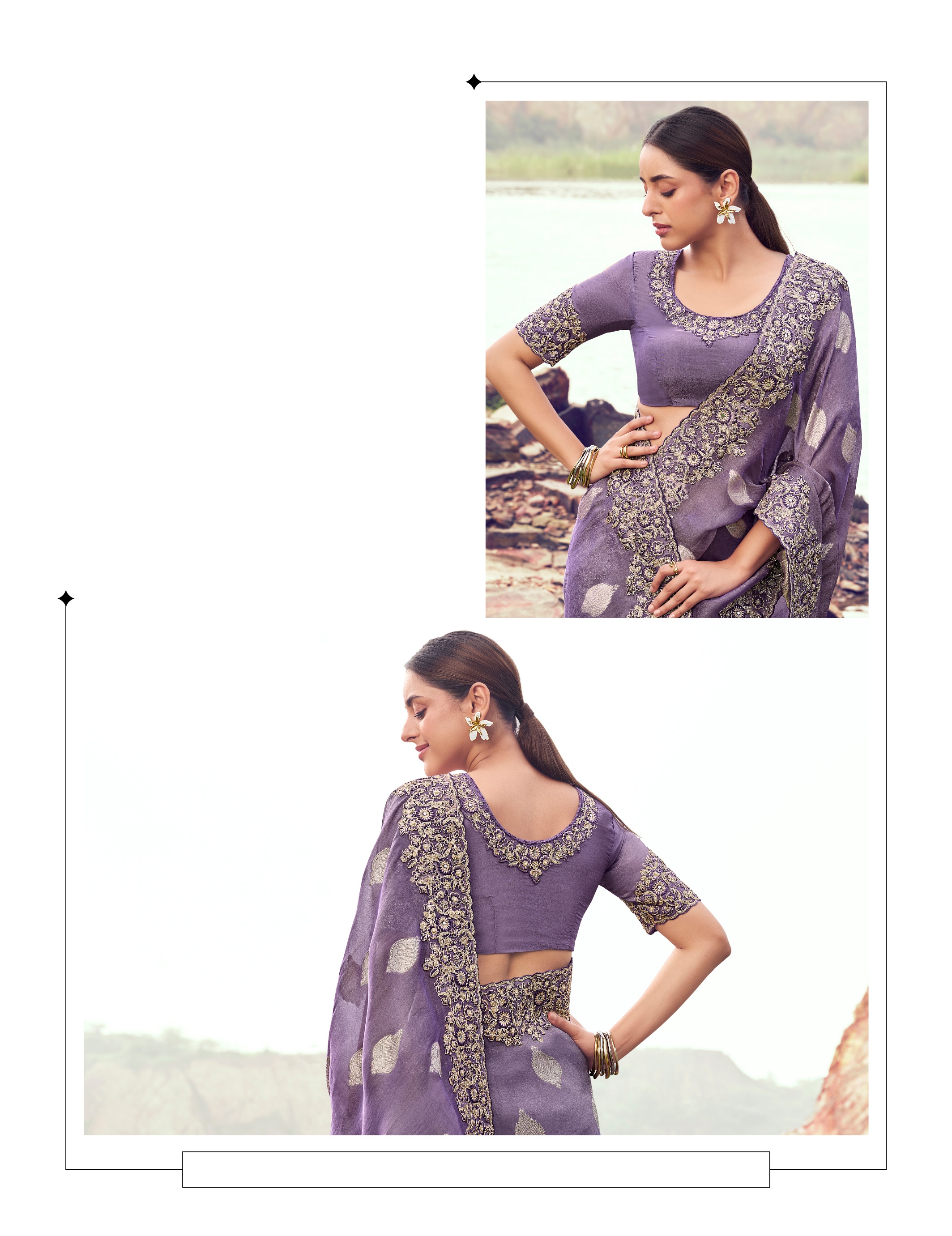 Lavender Heritage Heavy Tissue Jacquard Saree — alternate view