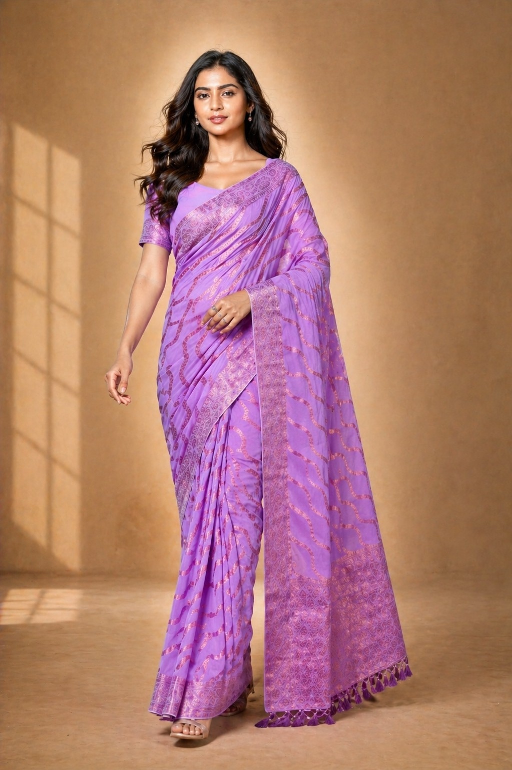 Lavender Heritage Woven Saree