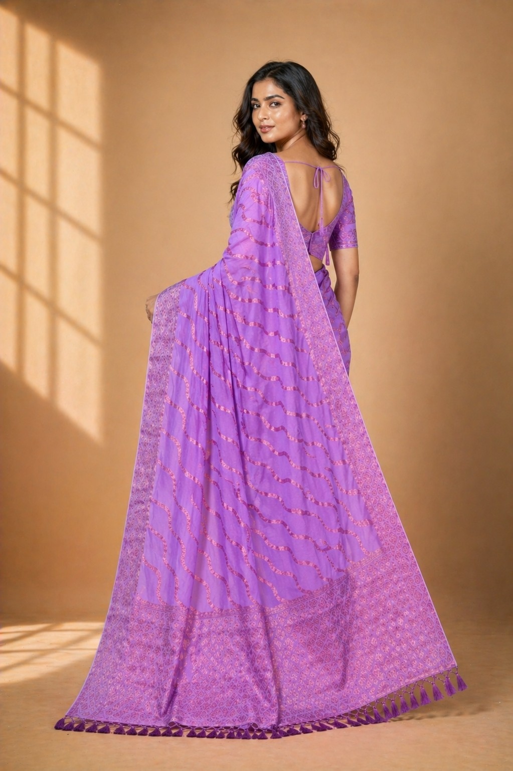 Lavender Heritage Woven Saree — alternate view