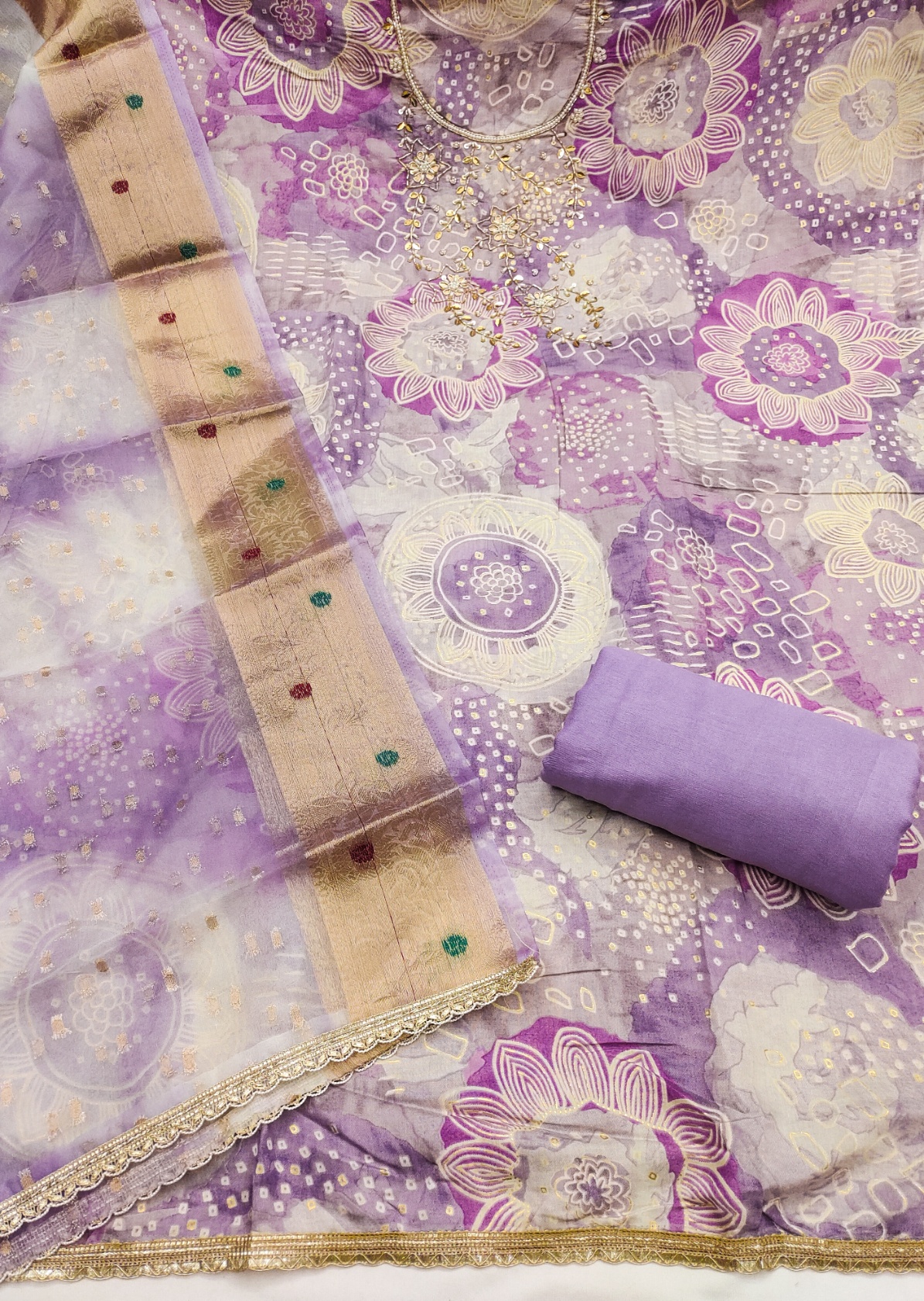 Lavender Modal Silk Printed Salwar Suit — alternate view