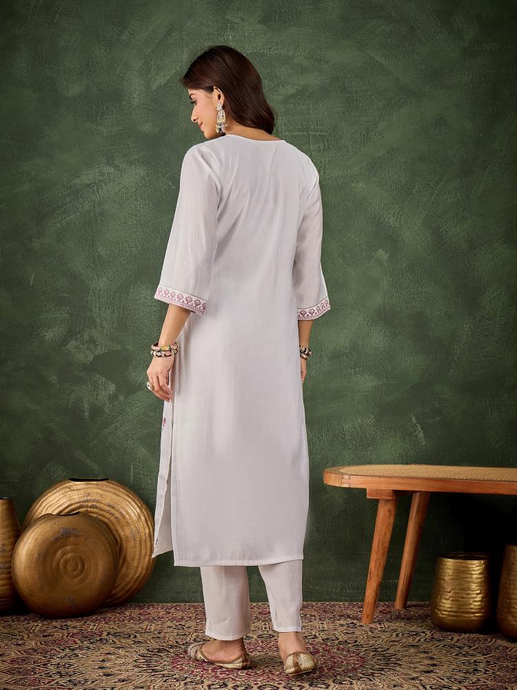 Lavender N Off White Roman Silk Kurti