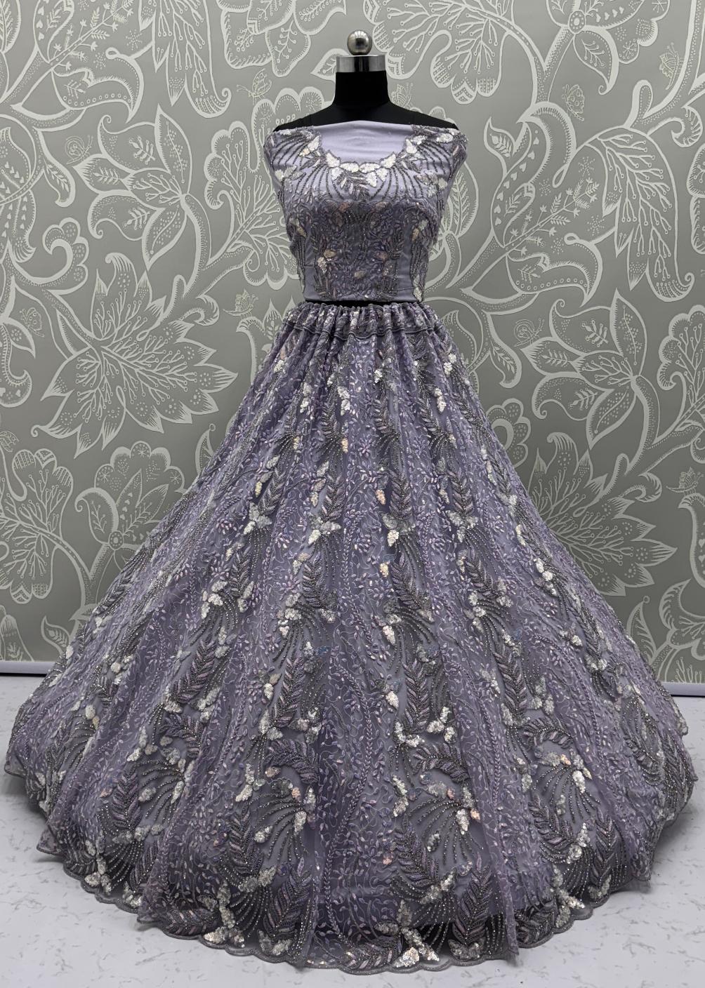 Lavender Net Lehenga Choli — alternate view