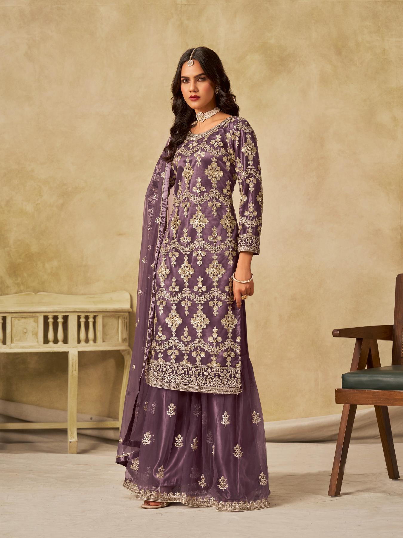 Lavender Net Palazzo Suits — alternate view