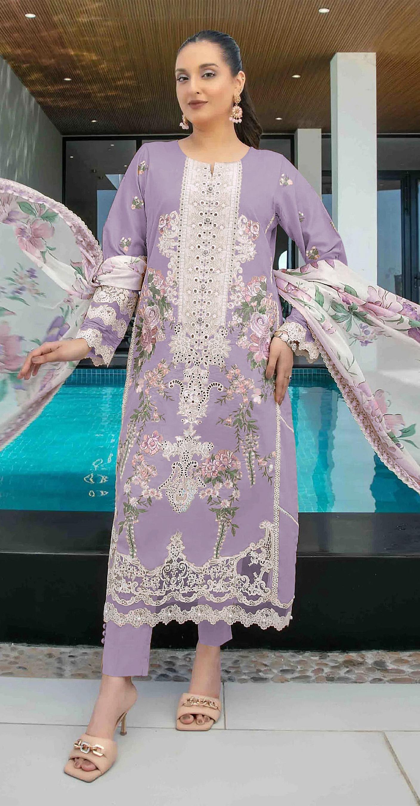 Lavender Off White Straight pant suit