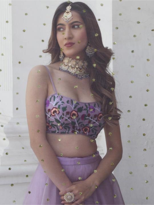 Lavender Organza Net Lehenga Choli — alternate view