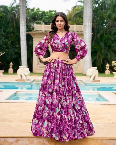 Lavender Printed Lehenga