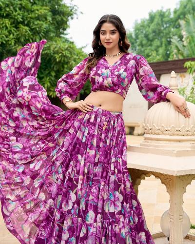 Lavender Printed Lehenga