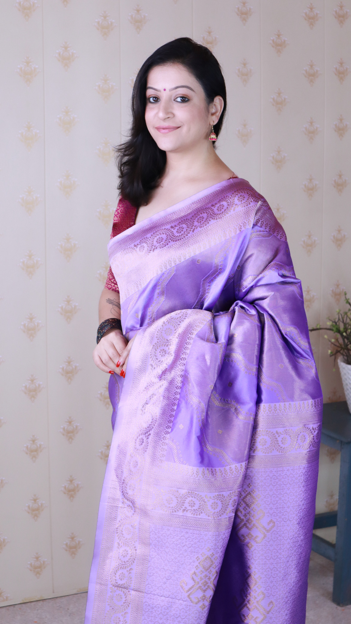 Lavender Purple Soft Silk Zari Designer Saree